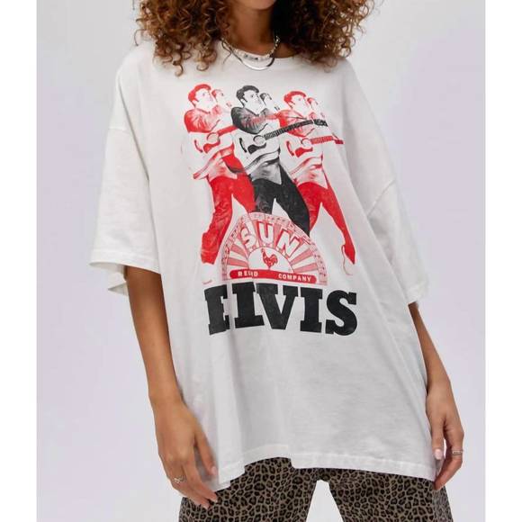 DAYDREAMER Tops - NEW DAYDREAMER sun records x elvis repeat tee in vintage white